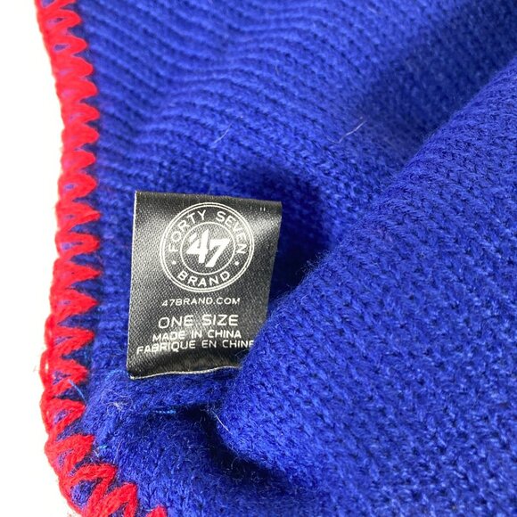 New York Giants Knit Winter Hat, One Size, '47 Brand, Tassels Pom Pom Football - Picture 5 of 6